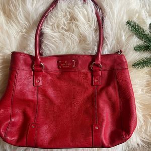 Kate Spade Red Pebbled Leather Shoulder Bag